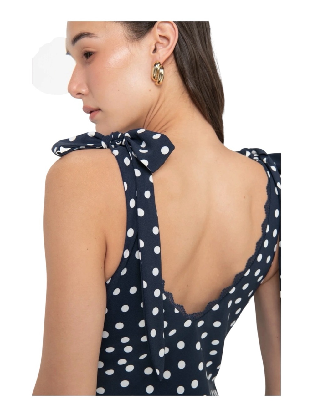 Show Me Your MuMu Emma Midi Dress Navy Polka Dot Size Small - Picture 5 of 14